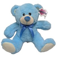 30414-11B:  28cm BLUE BEAR WITH RIBBON 